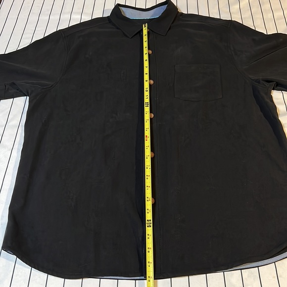 Tommy Bahama Mens Lrg Blk Button Up Hawaiian Embroidered Chilling me Softly - Picture 7 of 7